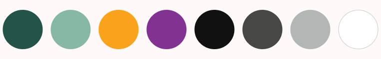 Color palette including greens, yellow, purple and greyscale